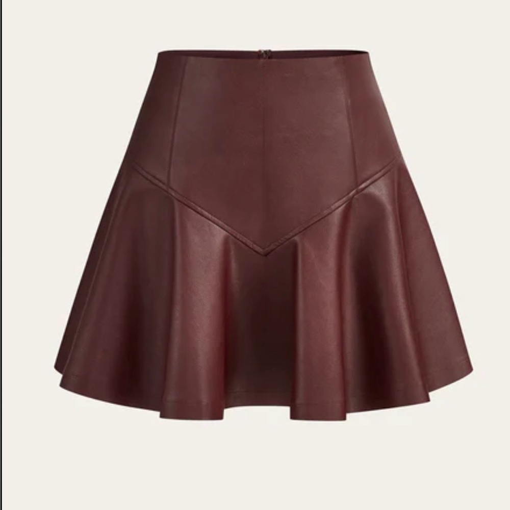 ‼️SALE‼️ COMMENSE PU High-Waisted Flared Mini Skirt